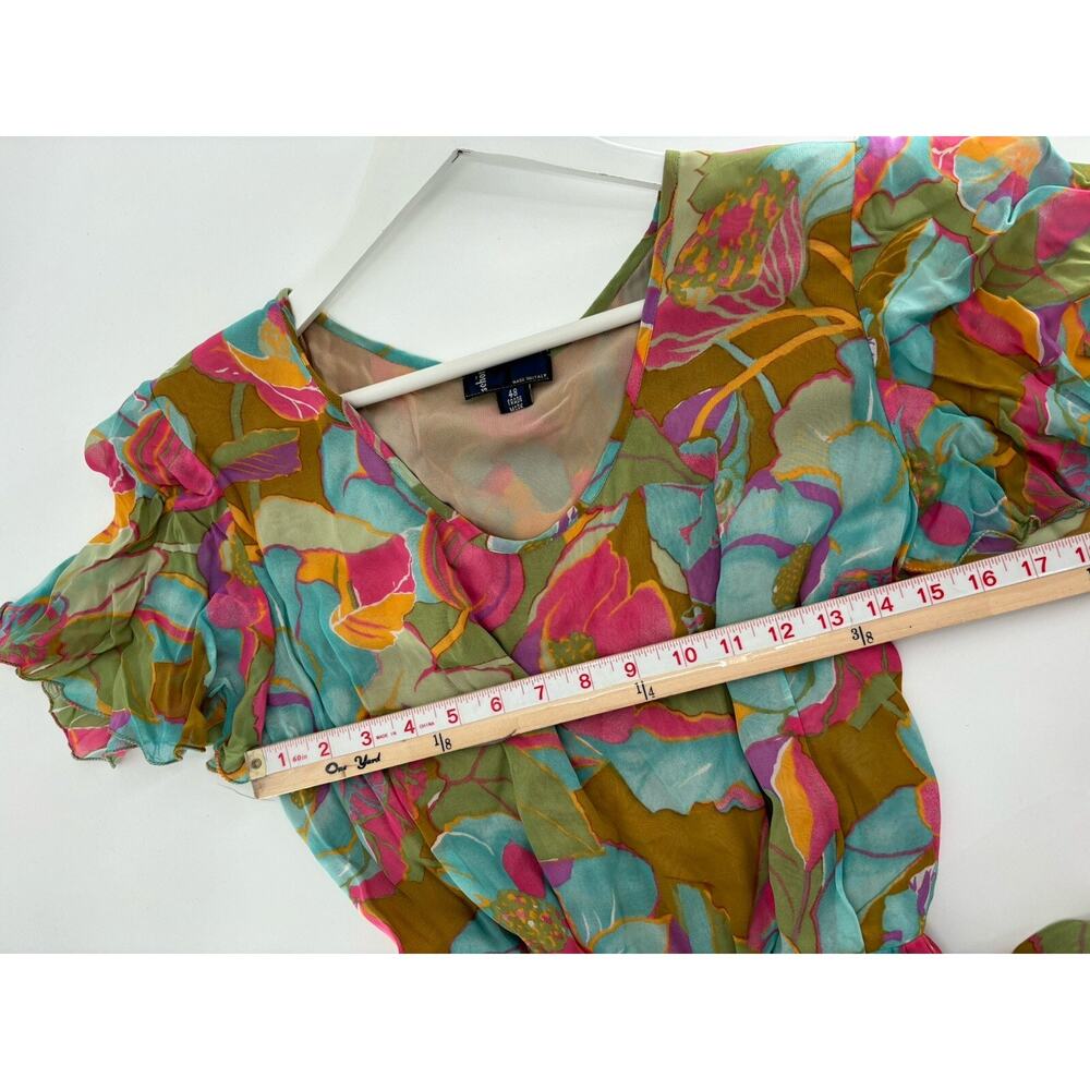 Mila Schon Vintage Dress Blazer Womens 42 / 48 Multicolor Floral Ruffles Layered - Picture 14 of 16